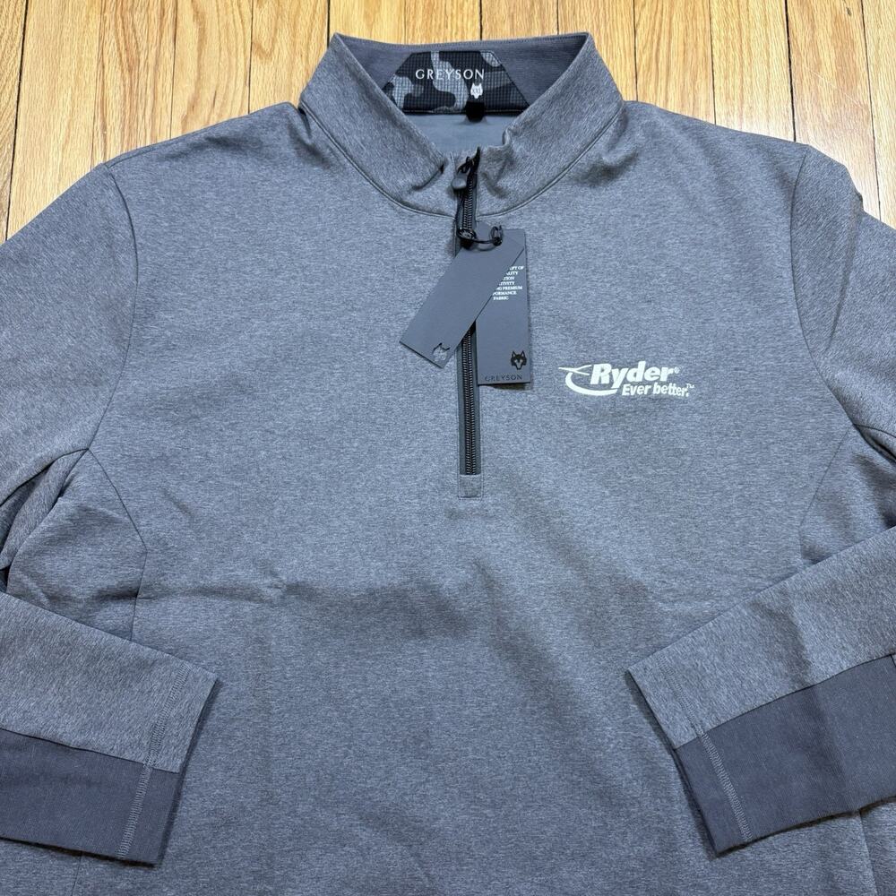 NWT Greyson Mens XXL Sequoia QuarterZip Golf Pullover Company Logo Heather Smoke